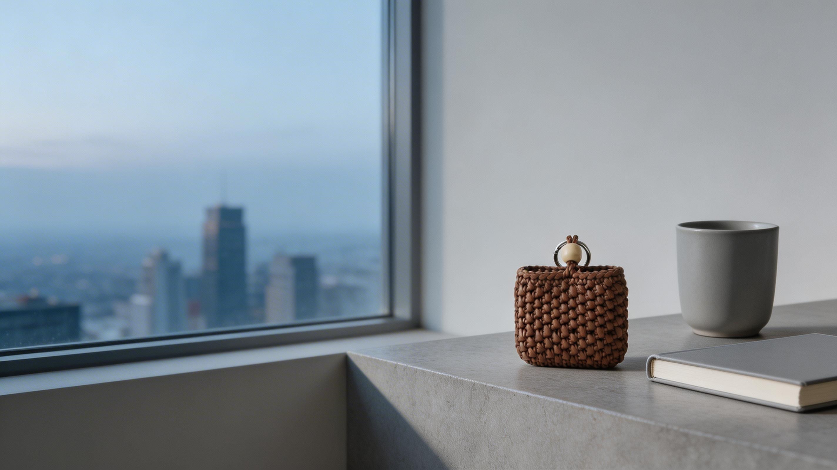 都市清晨的心流場景 — 方形耳機包與晨光 | Monday Morning Flow — Square Earphone Pouch in morning light