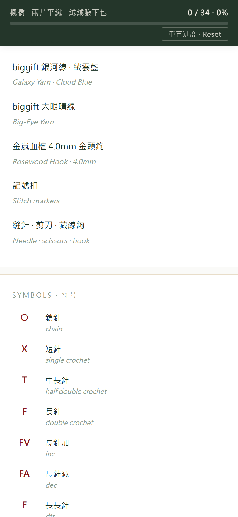 楓橋 · 兩片平織 · 絨絨腋下包圖解｜Plush Underarm Bag Pattern